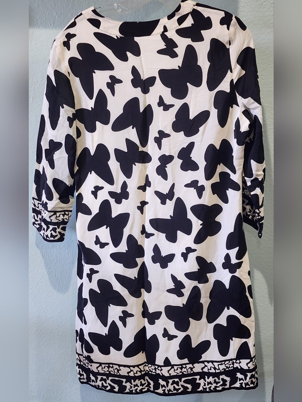 Diane Von Furstenberg (DVF)| Black & White Butterfly Print Midi Dress | Size 10 - Picture 2 of 4